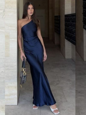 Vestido azul marino media manga