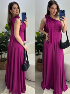 Vestido morado media manga