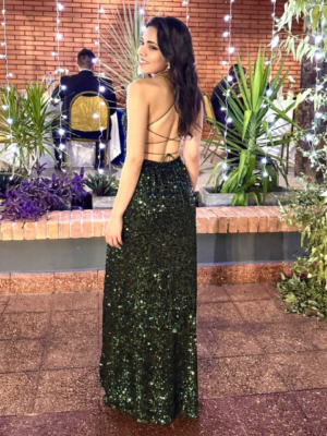 Vestido verde con lentejuelas