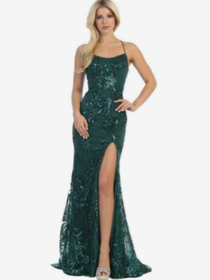 Vestido verde oliva con tiras y tajo