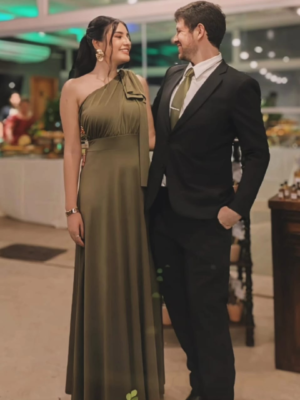 Vestido verde oliva media manga