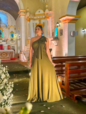 Vestido verde oliva media manga