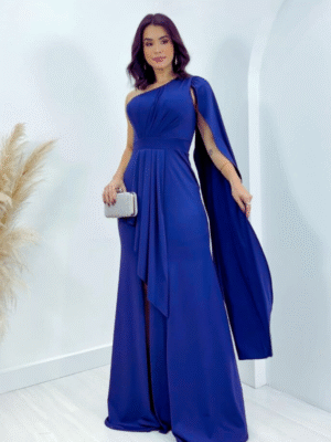 Vestido Azul media manga con tajo