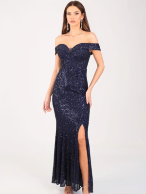 Vestido azul marino con lentejuelas