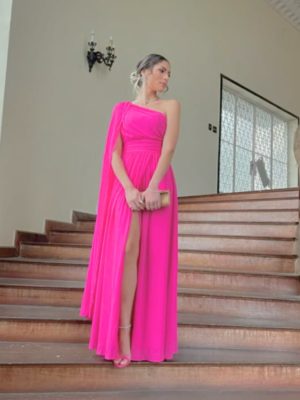 Vestido rosa chicle media manga