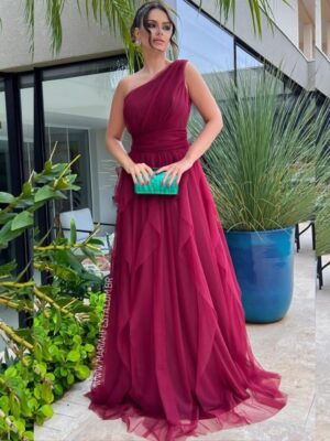 Vestido fucsia media manga