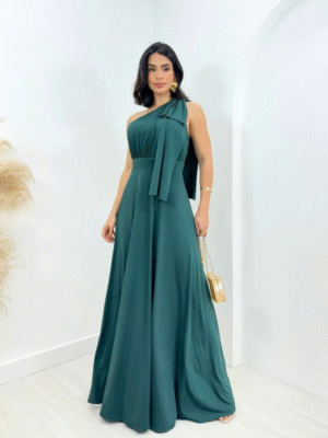 Vestido verde petróleo